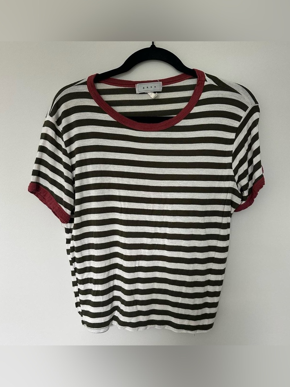 Gaze Striped T-shirt IndieSleaze Retro 90s Y2K Size Medium Ringer Tee Grunge